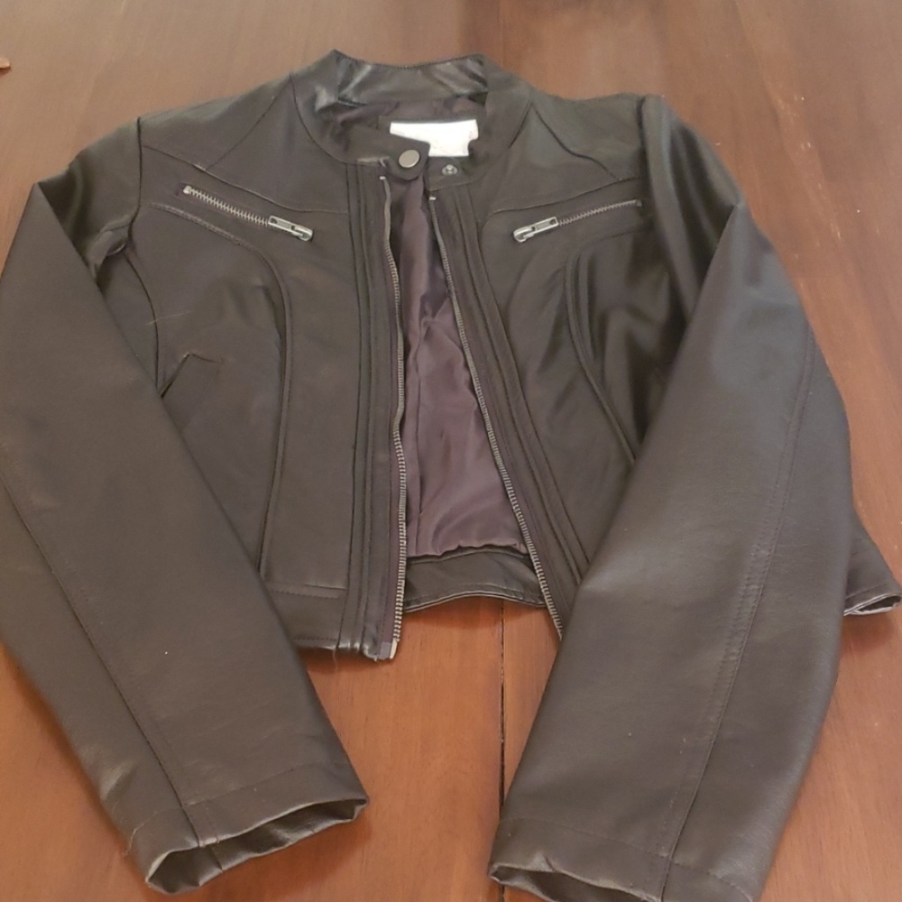 Black faux leather jacket